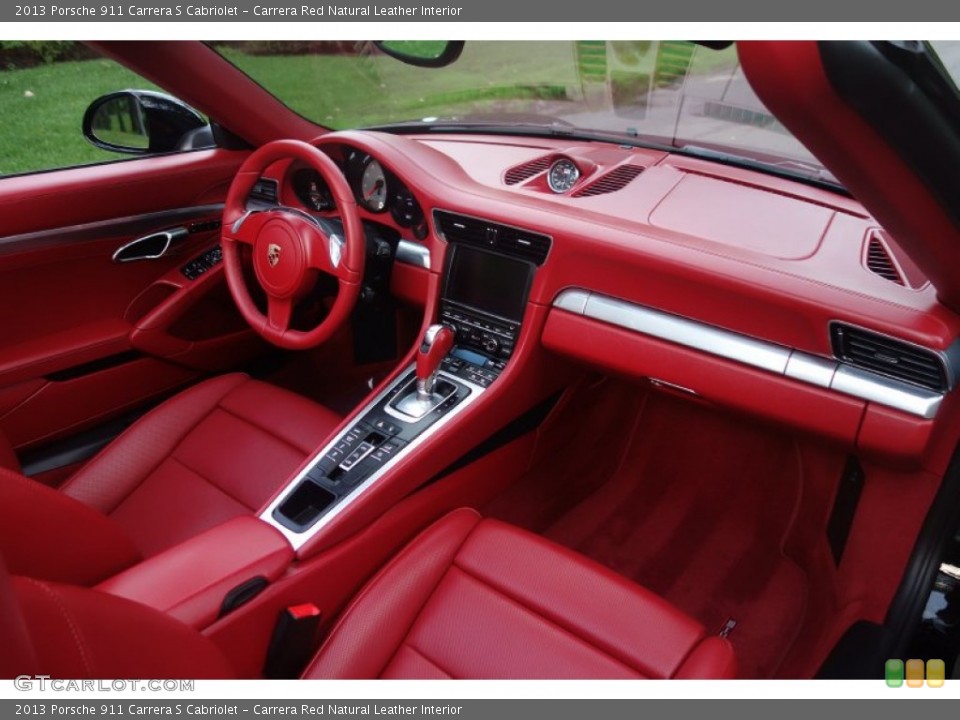 Carrera Red Natural Leather Interior Dashboard for the 2013 Porsche 911 Carrera S Cabriolet #107739981