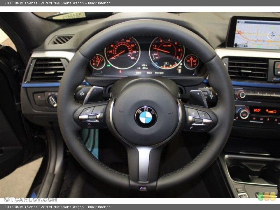 Black Interior Steering Wheel for the 2015 BMW 3 Series 328d xDrive Sports Wagon #107774483