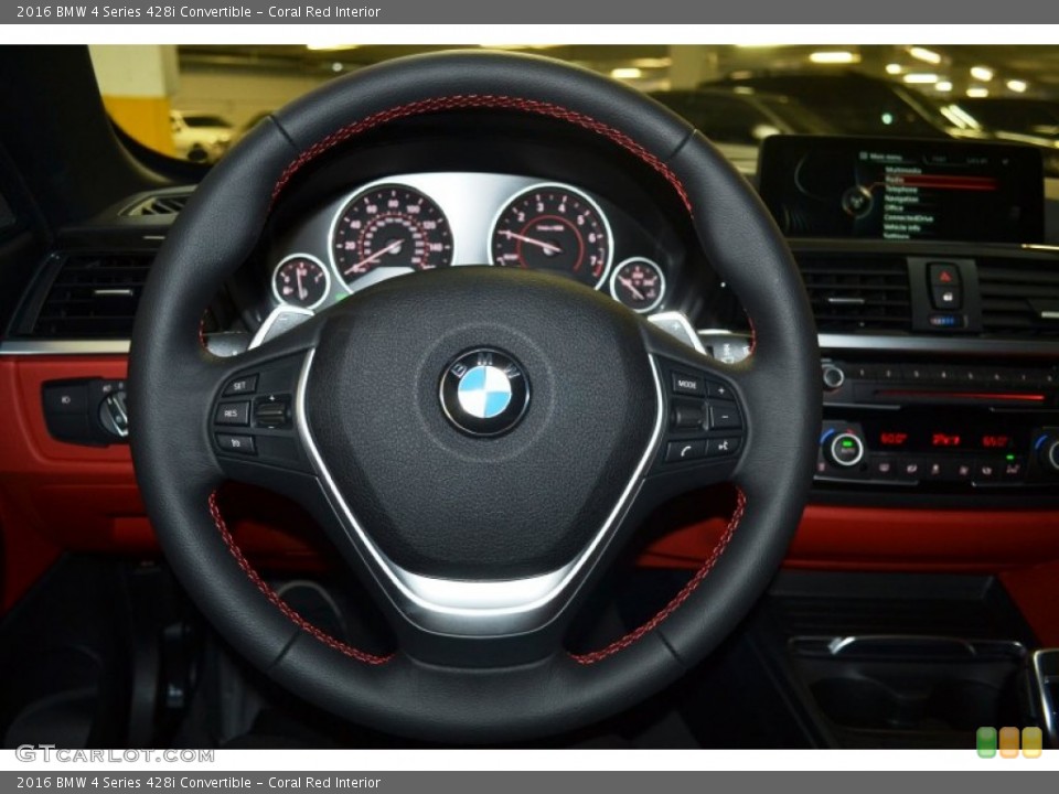 Coral Red Interior Steering Wheel for the 2016 BMW 4 Series 428i Convertible #107804111