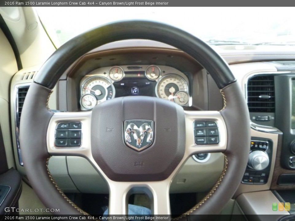 Canyon Brown/Light Frost Beige Interior Steering Wheel for the 2016 Ram 1500 Laramie Longhorn Crew Cab 4x4 #107845917