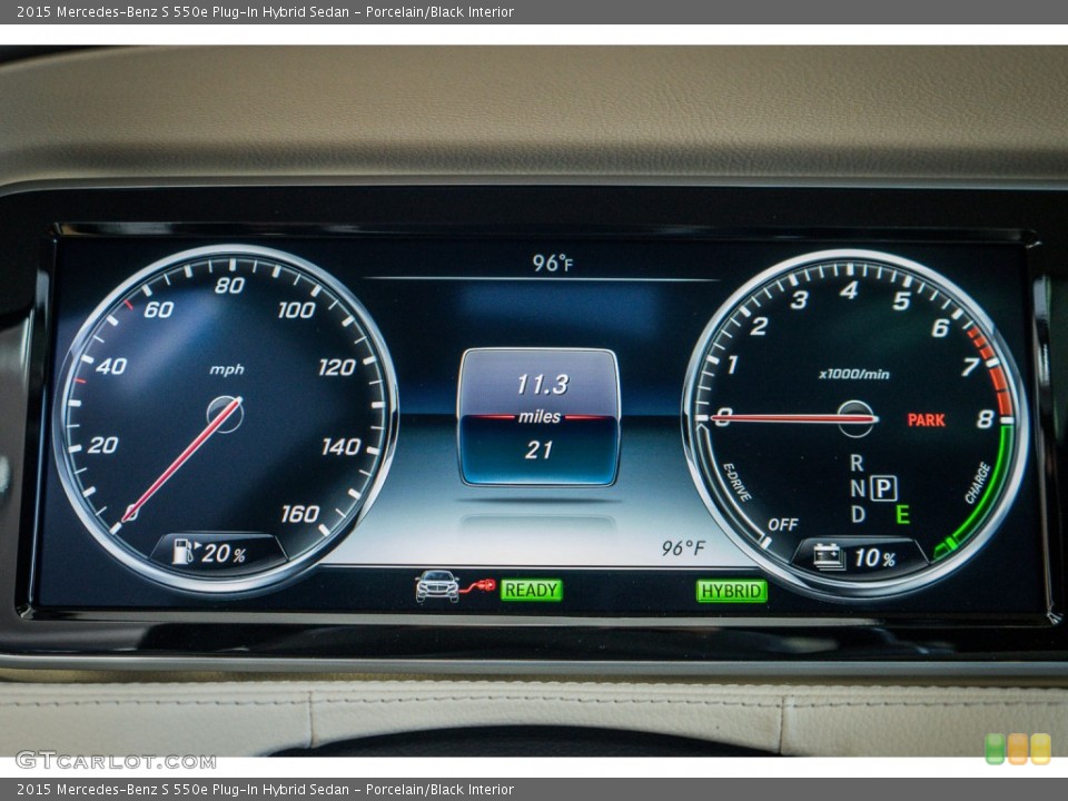 Porcelain/Black Interior Gauges for the 2015 Mercedes-Benz S 550e Plug-In Hybrid Sedan #107847550