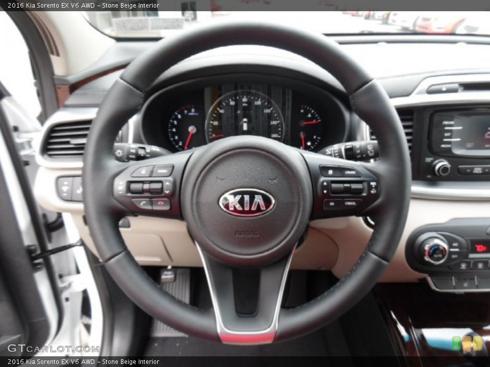 Stone Beige Interior Steering Wheel for the 2016 Kia Sorento EX V6 AWD #107910269