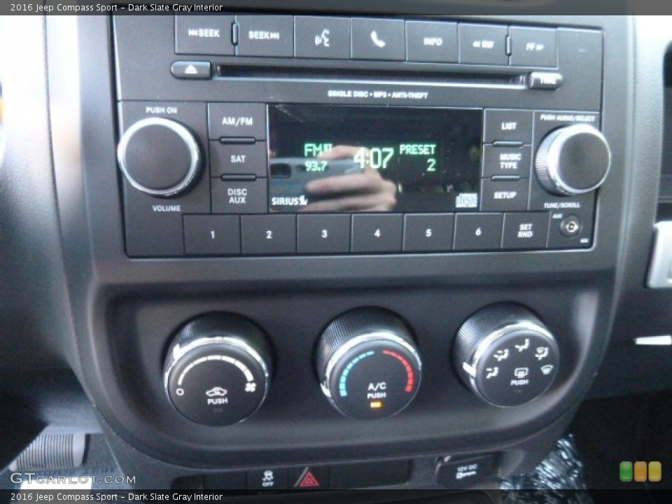 Dark Slate Gray Interior Controls for the 2016 Jeep Compass Sport #107975963