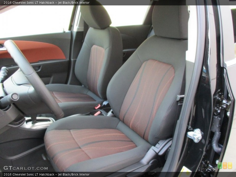 Jet Black/Brick Interior Front Seat for the 2016 Chevrolet Sonic LT Hatchback #108008801