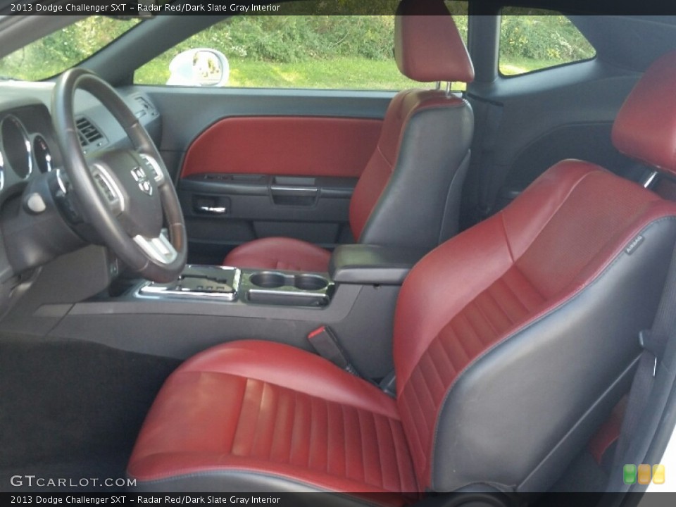 Radar Red/Dark Slate Gray Interior Front Seat for the 2013 Dodge Challenger SXT #108013148
