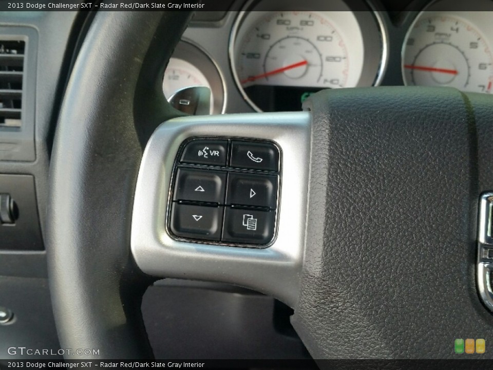 Radar Red/Dark Slate Gray Interior Controls for the 2013 Dodge Challenger SXT #108013298