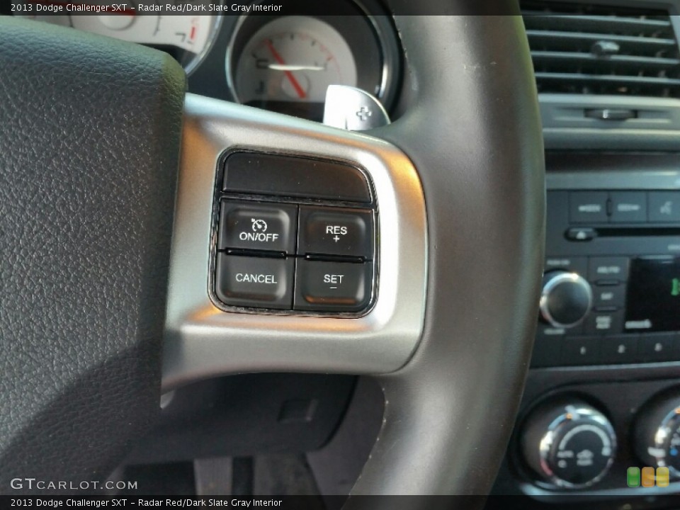 Radar Red/Dark Slate Gray Interior Controls for the 2013 Dodge Challenger SXT #108013319