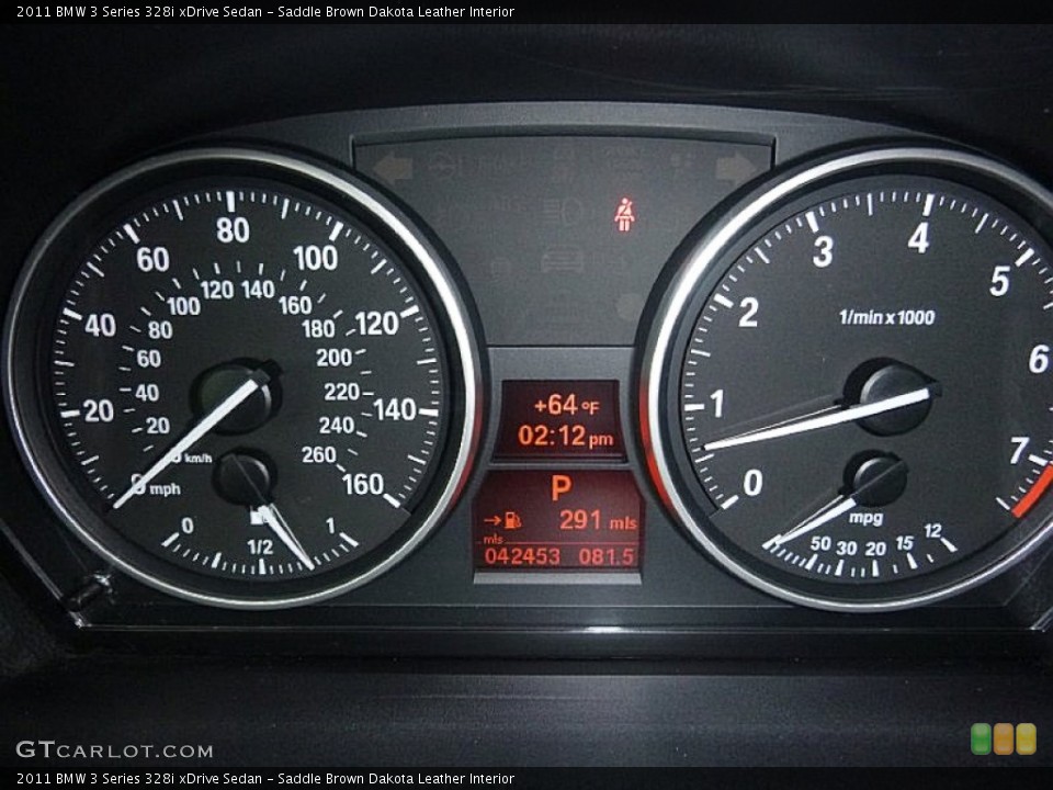 Saddle Brown Dakota Leather Interior Gauges for the 2011 BMW 3 Series 328i xDrive Sedan #108016337