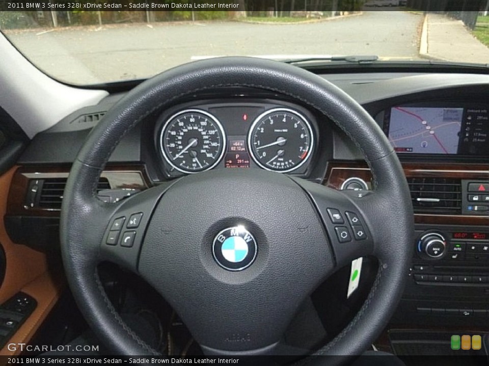 Saddle Brown Dakota Leather Interior Steering Wheel for the 2011 BMW 3 Series 328i xDrive Sedan #108016361