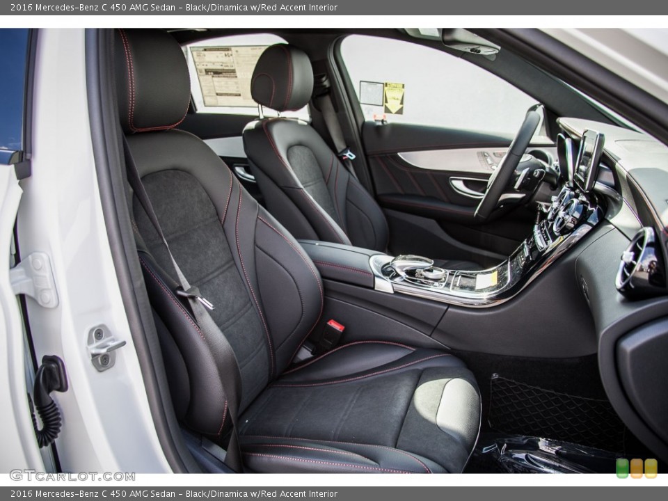 Black/Dinamica w/Red Accent 2016 Mercedes-Benz C Interiors