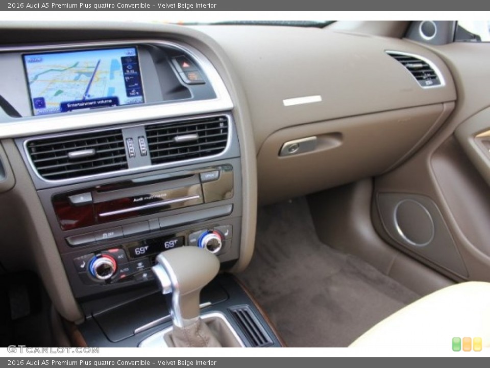 Velvet Beige Interior Dashboard for the 2016 Audi A5 Premium Plus quattro Convertible #108204344