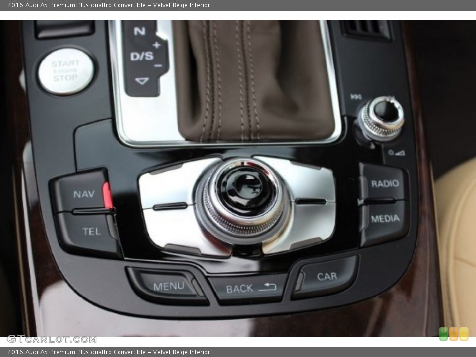 Velvet Beige Interior Controls for the 2016 Audi A5 Premium Plus quattro Convertible #108204375