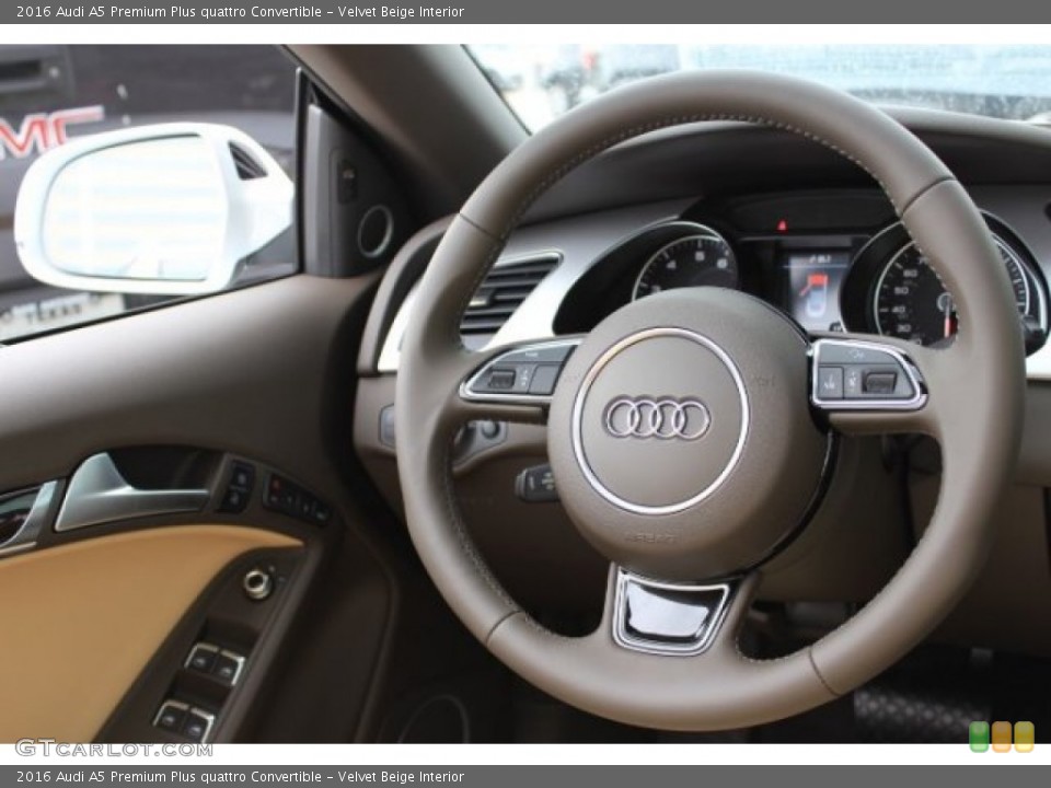 Velvet Beige Interior Steering Wheel for the 2016 Audi A5 Premium Plus quattro Convertible #108204478