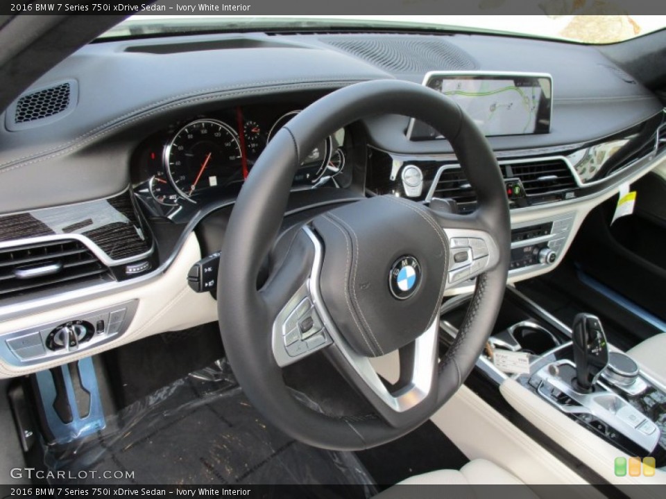 Ivory White Interior Dashboard for the 2016 BMW 7 Series 750i xDrive Sedan #108234537
