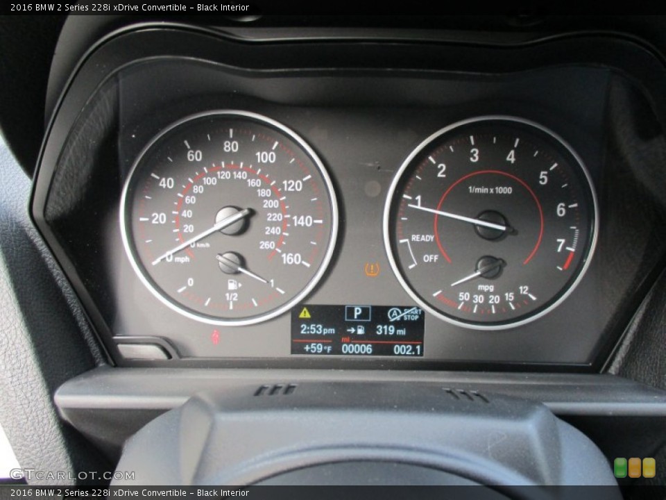 Black Interior Gauges for the 2016 BMW 2 Series 228i xDrive Convertible #108237486
