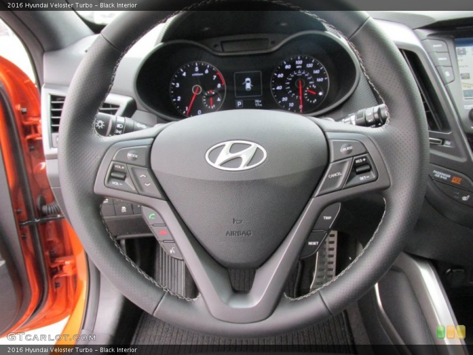 Black Interior Steering Wheel for the 2016 Hyundai Veloster Turbo #108253734