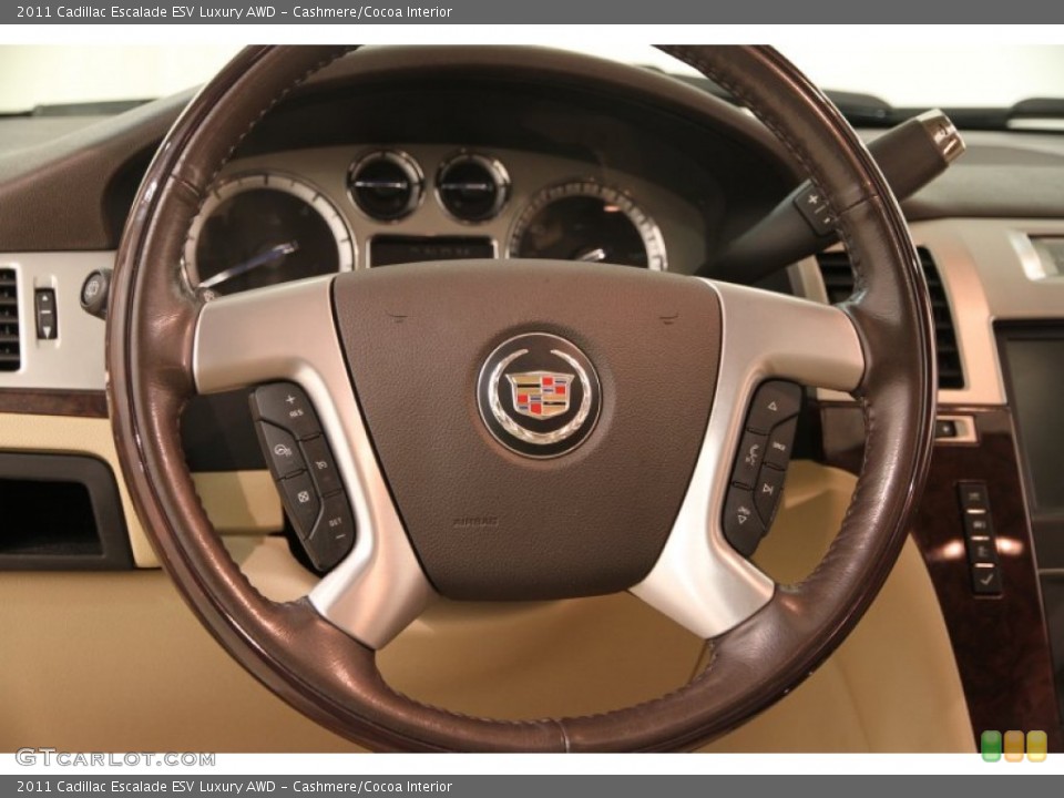 Cashmere/Cocoa Interior Steering Wheel for the 2011 Cadillac Escalade ESV Luxury AWD #108275360