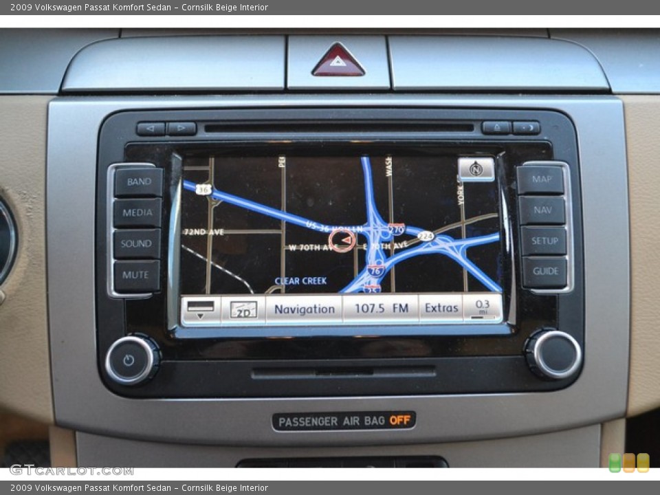 Cornsilk Beige Interior Navigation for the 2009 Volkswagen Passat Komfort Sedan #108285101