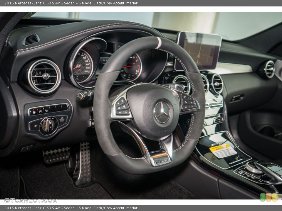 S Model Black/Grey Accent Interior Steering Wheel for the 2016 Mercedes-Benz C 63 S AMG Sedan #108321450