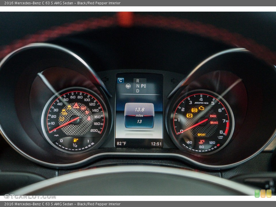 Black/Red Pepper Interior Gauges for the 2016 Mercedes-Benz C 63 S AMG Sedan #108322582