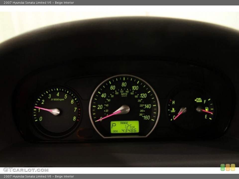 Beige Interior Gauges for the 2007 Hyundai Sonata Limited V6 #108323995