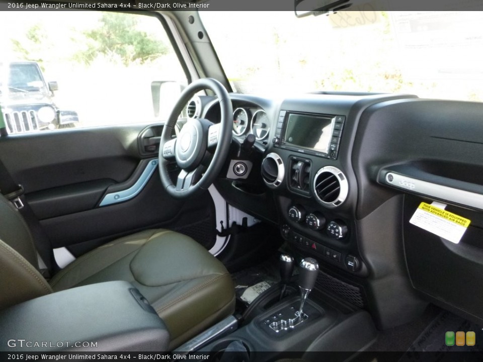 Black/Dark Olive Interior Dashboard for the 2016 Jeep Wrangler Unlimited Sahara 4x4 #108388089
