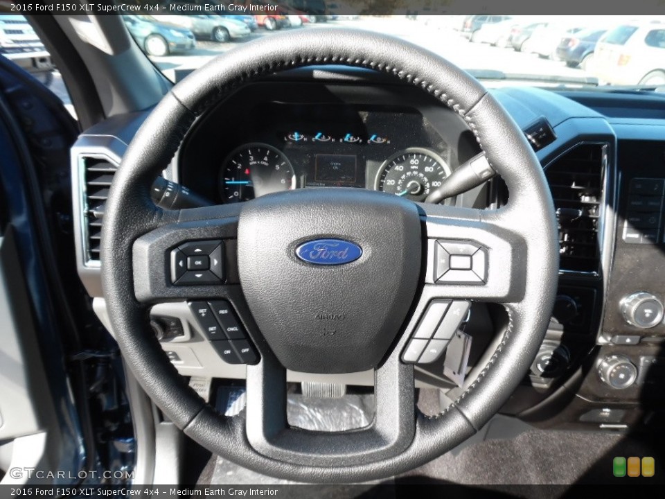 Medium Earth Gray Interior Steering Wheel for the 2016 Ford F150 XLT SuperCrew 4x4 #108449674