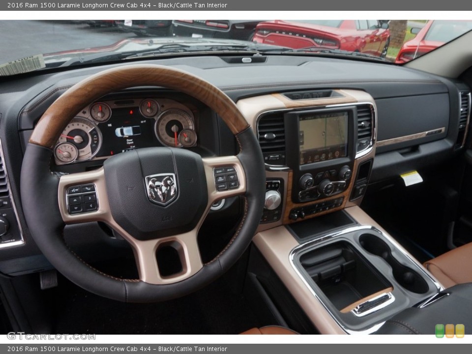 Black/Cattle Tan Interior Dashboard for the 2016 Ram 1500 Laramie Longhorn Crew Cab 4x4 #108459667