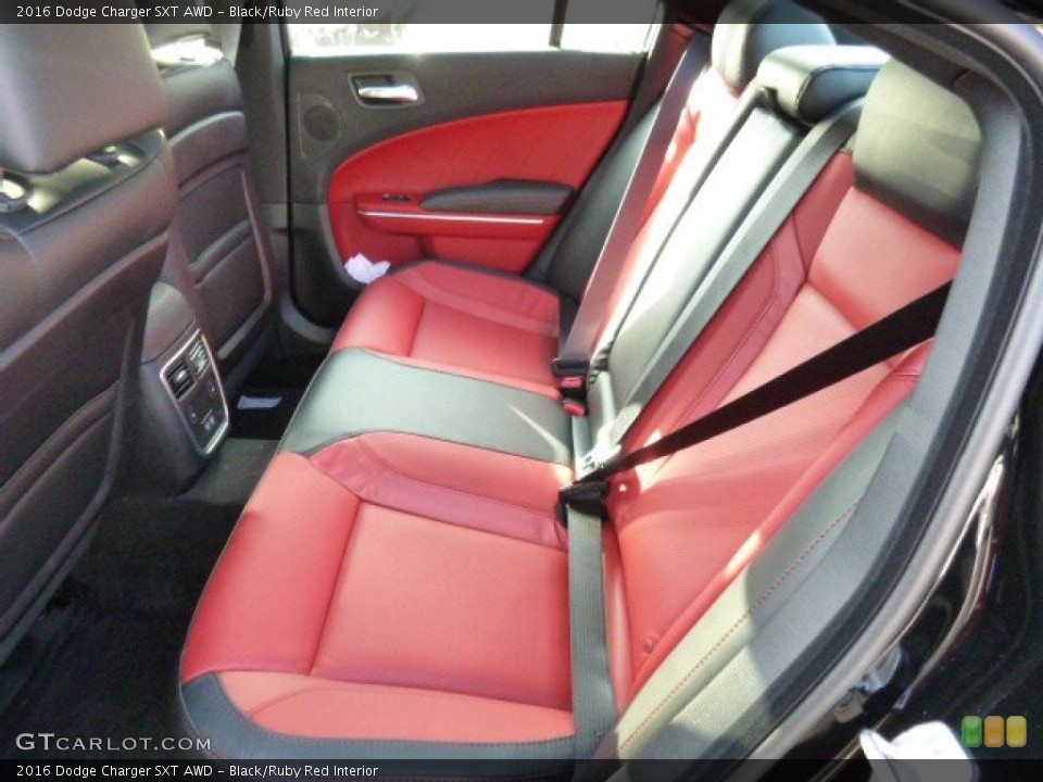 Black/Ruby Red Interior Rear Seat for the 2016 Dodge Charger SXT AWD #108483644