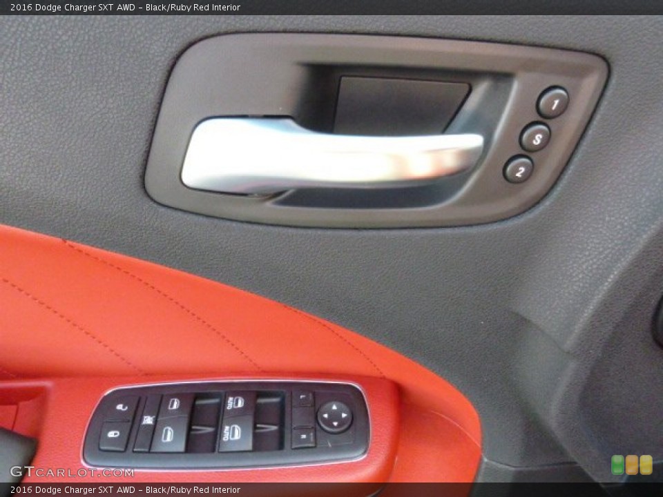 Black/Ruby Red Interior Controls for the 2016 Dodge Charger SXT AWD #108483710