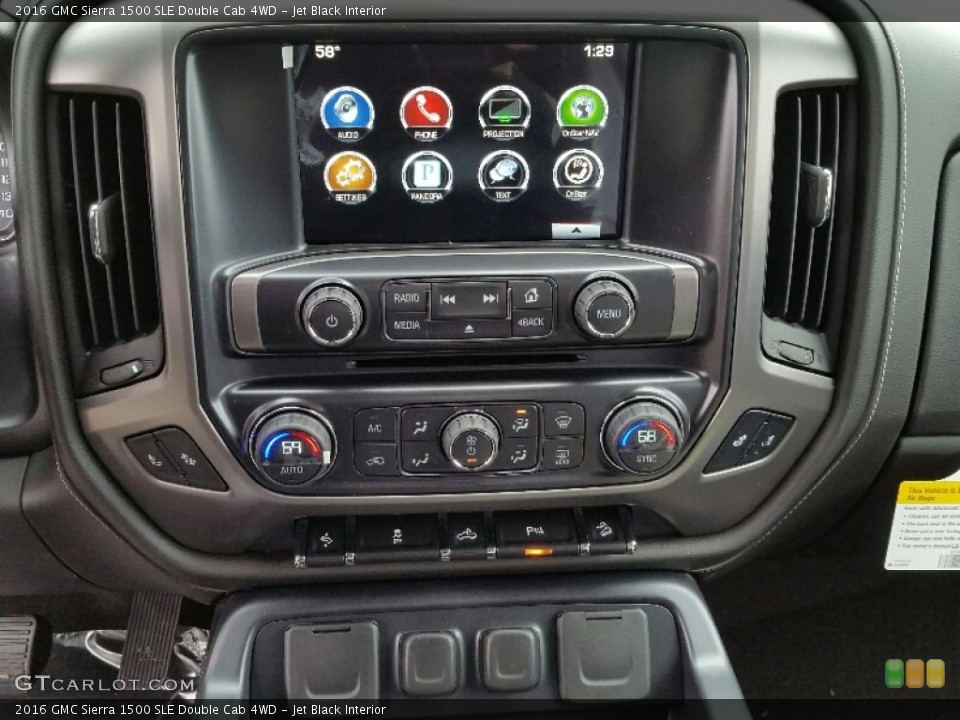 Jet Black Interior Controls for the 2016 GMC Sierra 1500 SLE Double Cab 4WD #108641162