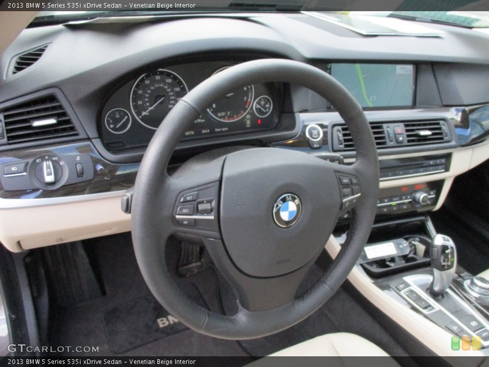 Venetian Beige Interior Steering Wheel for the 2013 BMW 5 Series 535i xDrive Sedan #108647133
