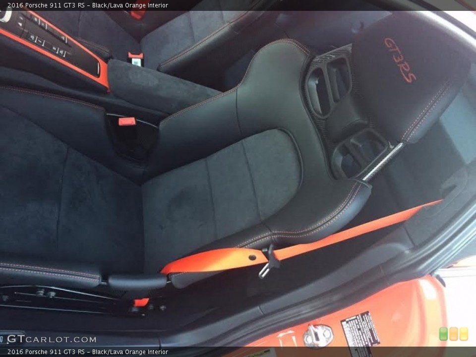 Black/Lava Orange Interior Front Seat for the 2016 Porsche 911 GT3 RS #108756757