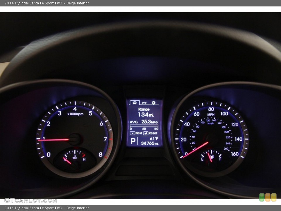 Beige Interior Gauges for the 2014 Hyundai Santa Fe Sport FWD #108829649