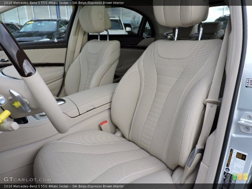 Silk Beige/Espresso Brown Interior Front Seat for the 2016 Mercedes-Benz S 550 4Matic Sedan #108887792