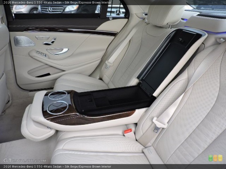 Silk Beige/Espresso Brown Interior Rear Seat for the 2016 Mercedes-Benz S 550 4Matic Sedan #108887888