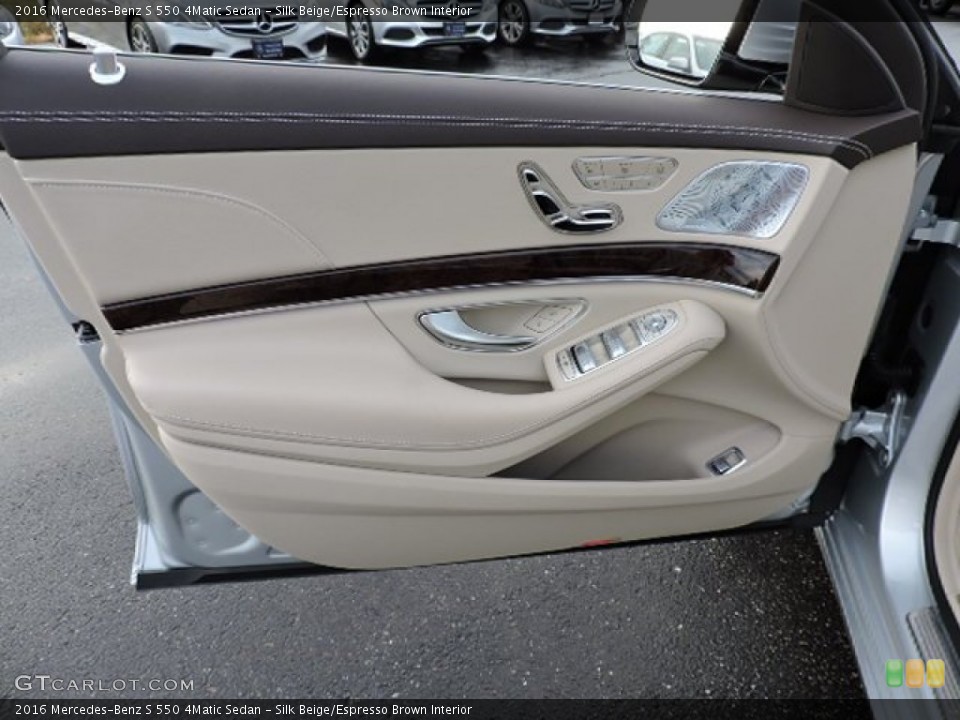 Silk Beige/Espresso Brown Interior Door Panel for the 2016 Mercedes-Benz S 550 4Matic Sedan #108887957