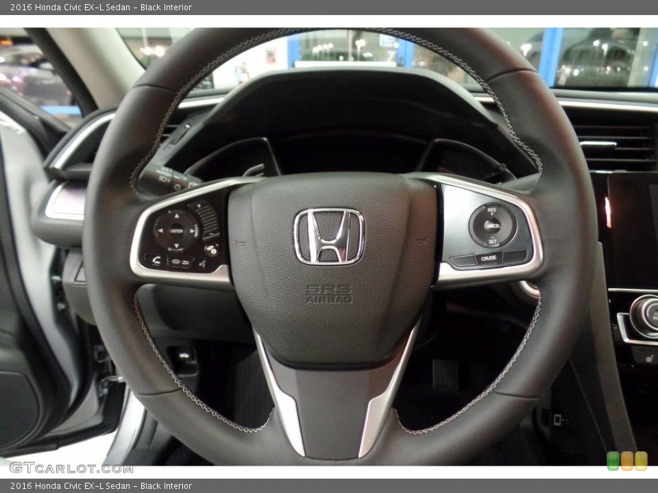 Black Interior Steering Wheel for the 2016 Honda Civic EX-L Sedan #108960355