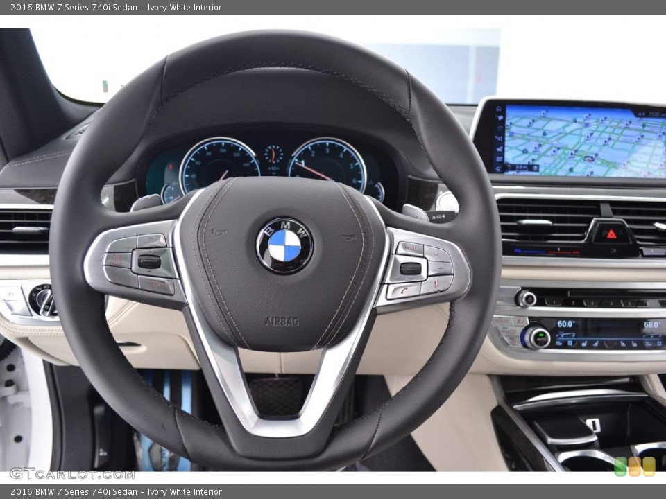 Ivory White Interior Steering Wheel for the 2016 BMW 7 Series 740i Sedan #108986486