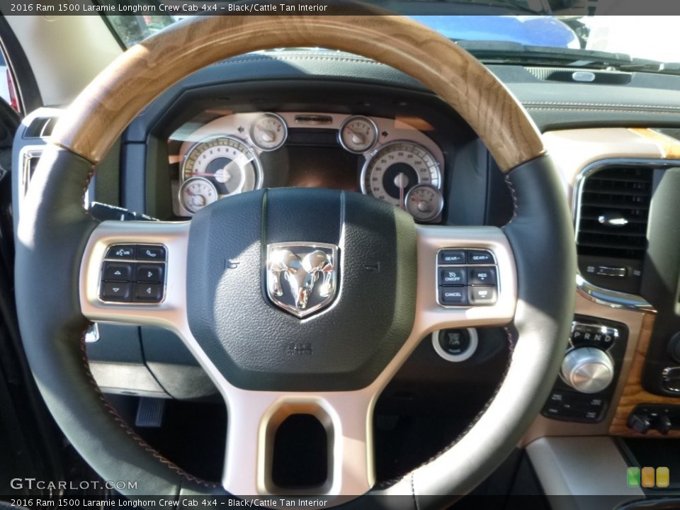 Black/Cattle Tan Interior Steering Wheel for the 2016 Ram 1500 Laramie Longhorn Crew Cab 4x4 #109005228