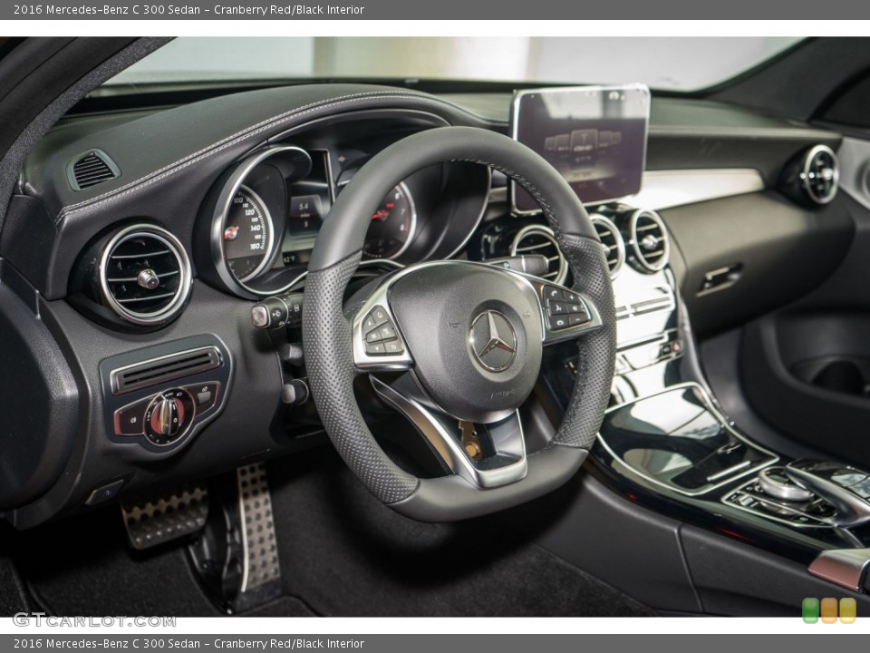 Cranberry Red/Black Interior Steering Wheel for the 2016 Mercedes-Benz C 300 Sedan #109035188