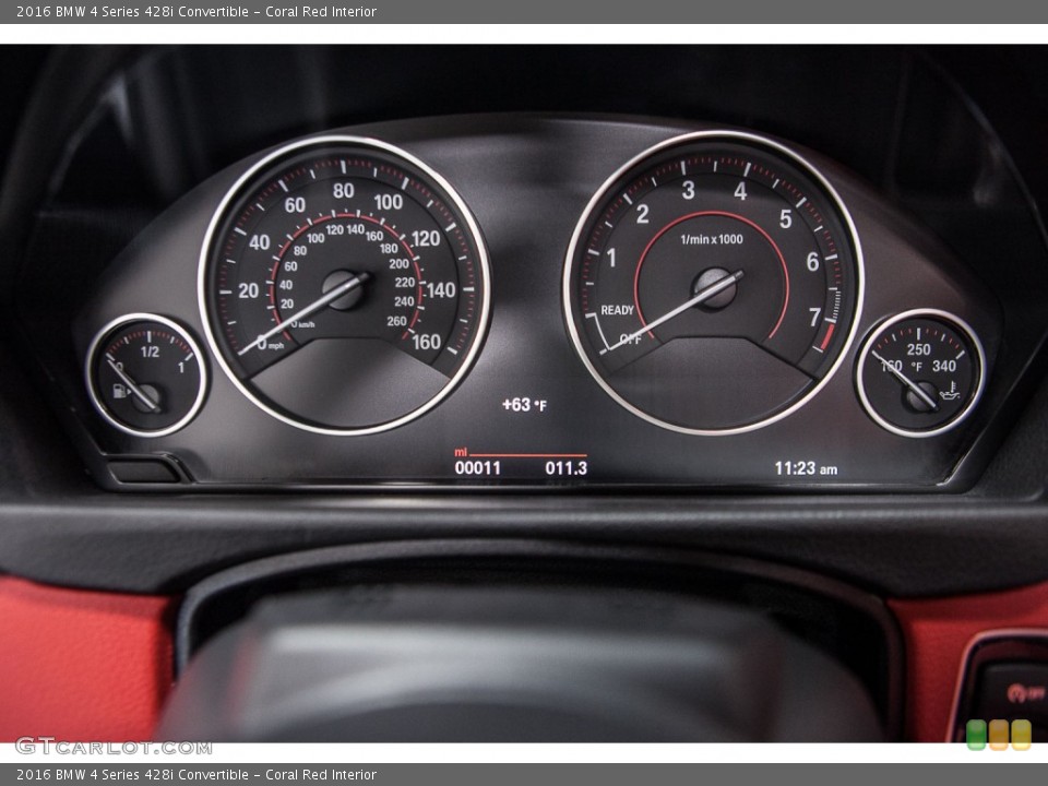 Coral Red Interior Gauges for the 2016 BMW 4 Series 428i Convertible #109036436