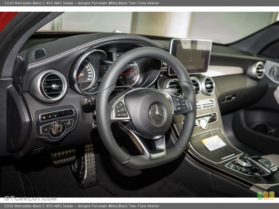 designo Porcelain White/Black Two-Tone Interior Dashboard for the 2016 Mercedes-Benz C 450 AMG Sedan #109103944