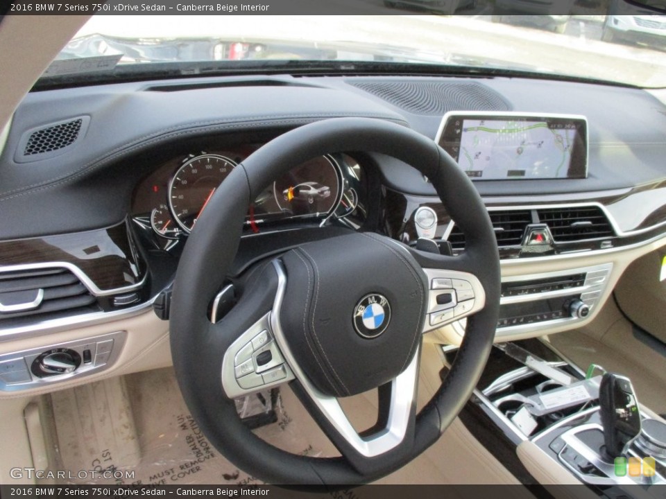 Canberra Beige Interior Steering Wheel for the 2016 BMW 7 Series 750i xDrive Sedan #109280869