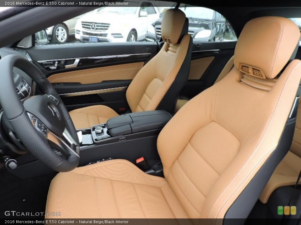 Natural Beige/Black Interior Front Seat for the 2016 Mercedes-Benz E 550 Cabriolet #109612262