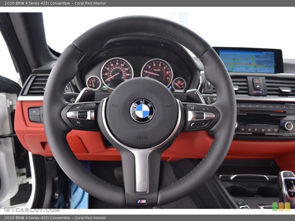 Coral Red Interior Steering Wheel for the 2016 BMW 4 Series 435i Convertible #109645000