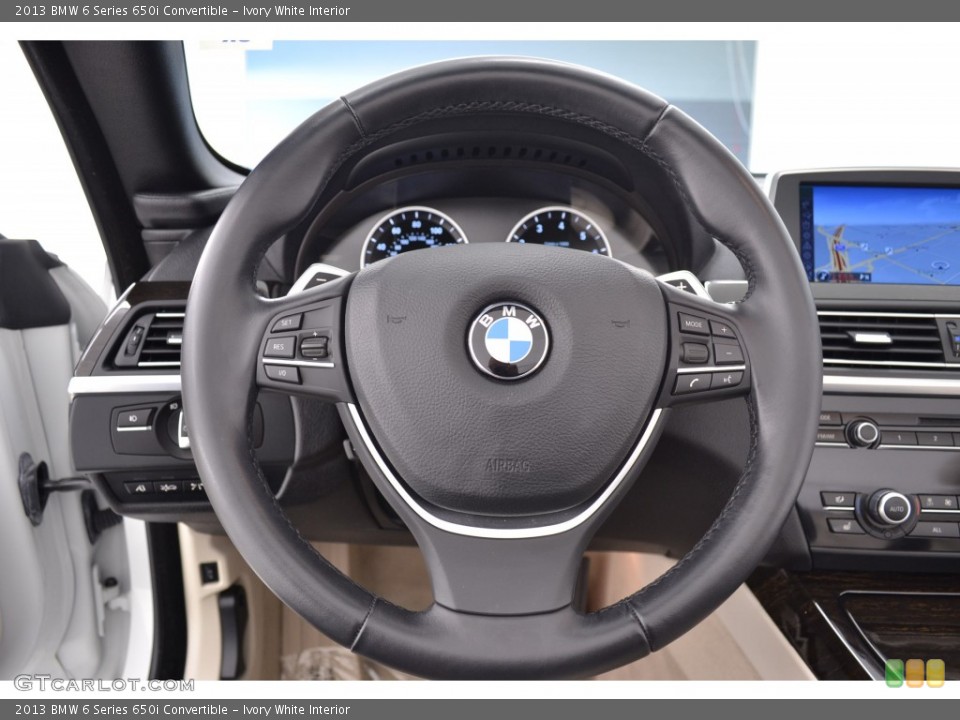 Ivory White Interior Steering Wheel for the 2013 BMW 6 Series 650i Convertible #109744945