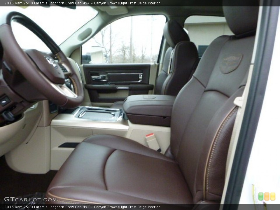 Canyon Brown/Light Frost Beige Interior Front Seat for the 2016 Ram 2500 Laramie Longhorn Crew Cab 4x4 #109776358