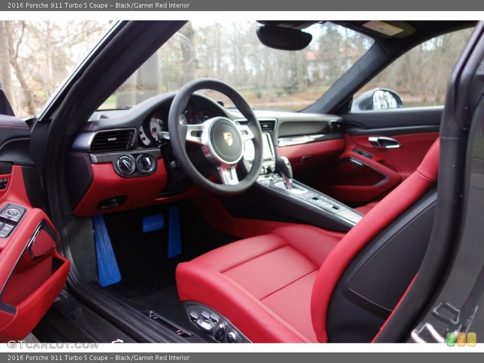 Black/Garnet Red Interior Prime Interior for the 2016 Porsche 911 Turbo S Coupe #110067133