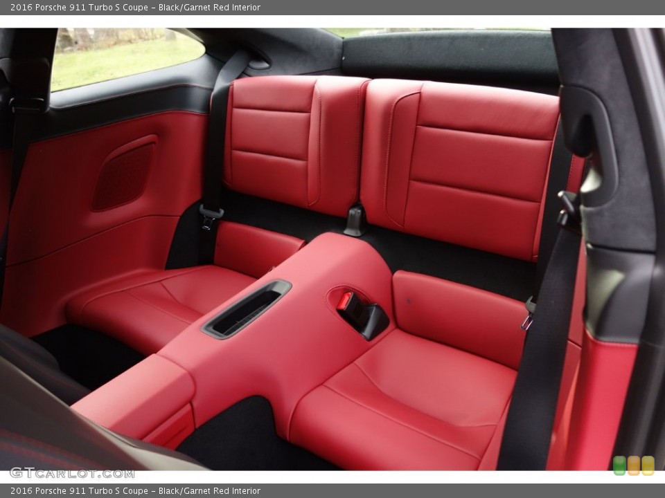 Black/Garnet Red Interior Rear Seat for the 2016 Porsche 911 Turbo S Coupe #110067430